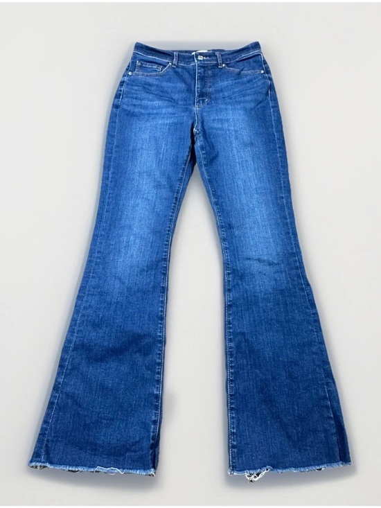 LOFT Denim - Loft The Slim Flare Denim Blue Jeans Womens High Rise Raw Hem Size 27/4 Petite